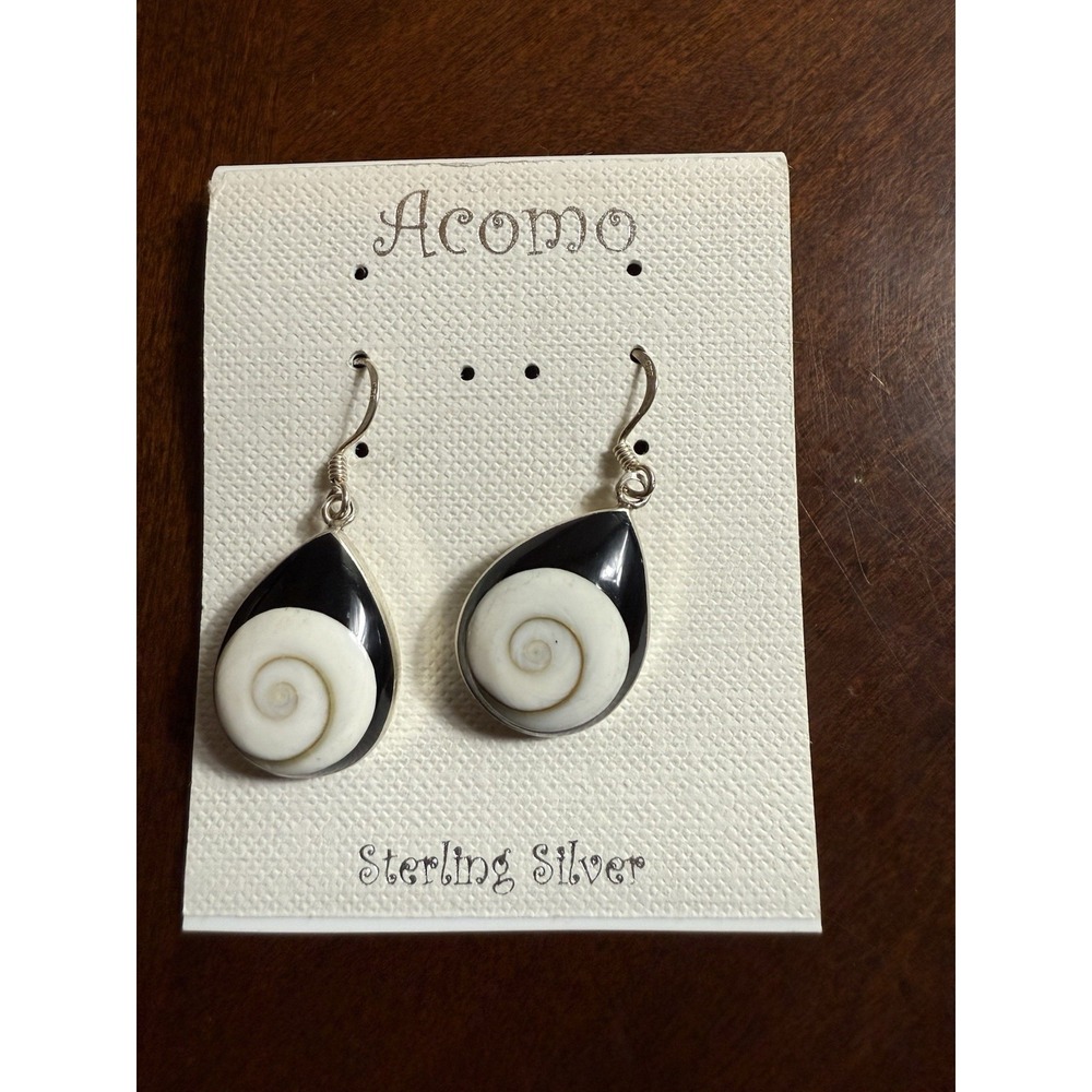 Vtg Sterling Silver 925 Shiva Eye Set Pierced Earrings Pendant Shell Jewelry Lot